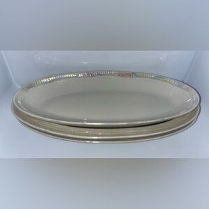 Set of 3 Minsk Factory Porcelain Oval Nesting Platters with Iridescent Trim USSR